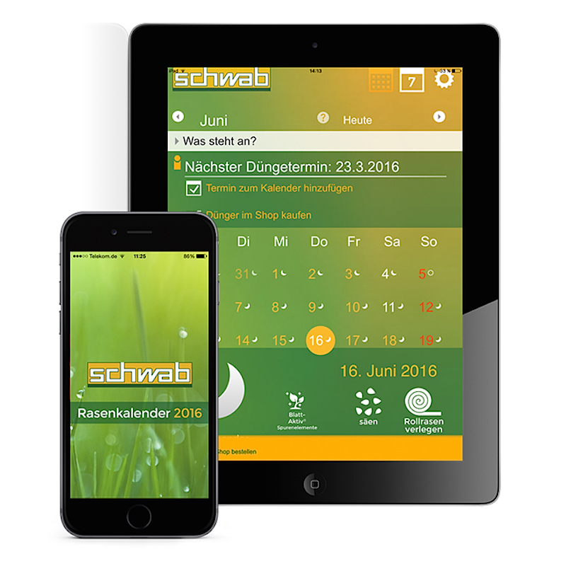 Mobile Mondkalender-App (Bildquelle: Schwab Rollrasen GmbH)