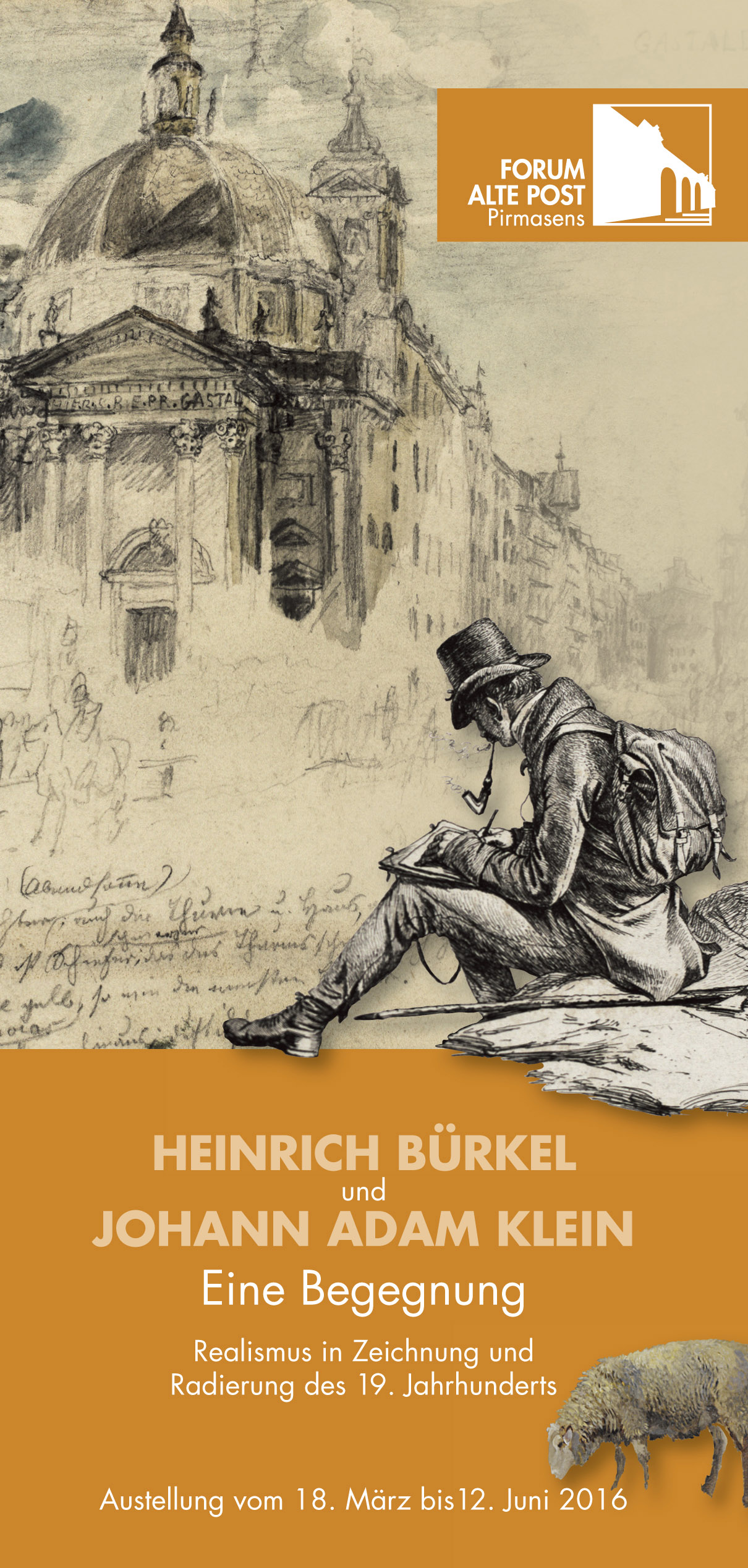 Cover des Ausstellungsflyers"Heinrich Bürkel und Johann Adam Klein - eine Begegnung" (Bild