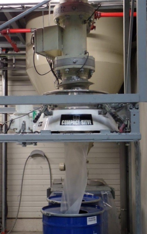 Russell Compact Sieve installiert bei Profel, siebt Pulverfarbe Russell Compact Sieve installiert bei Profel, siebt Pulverfarbe