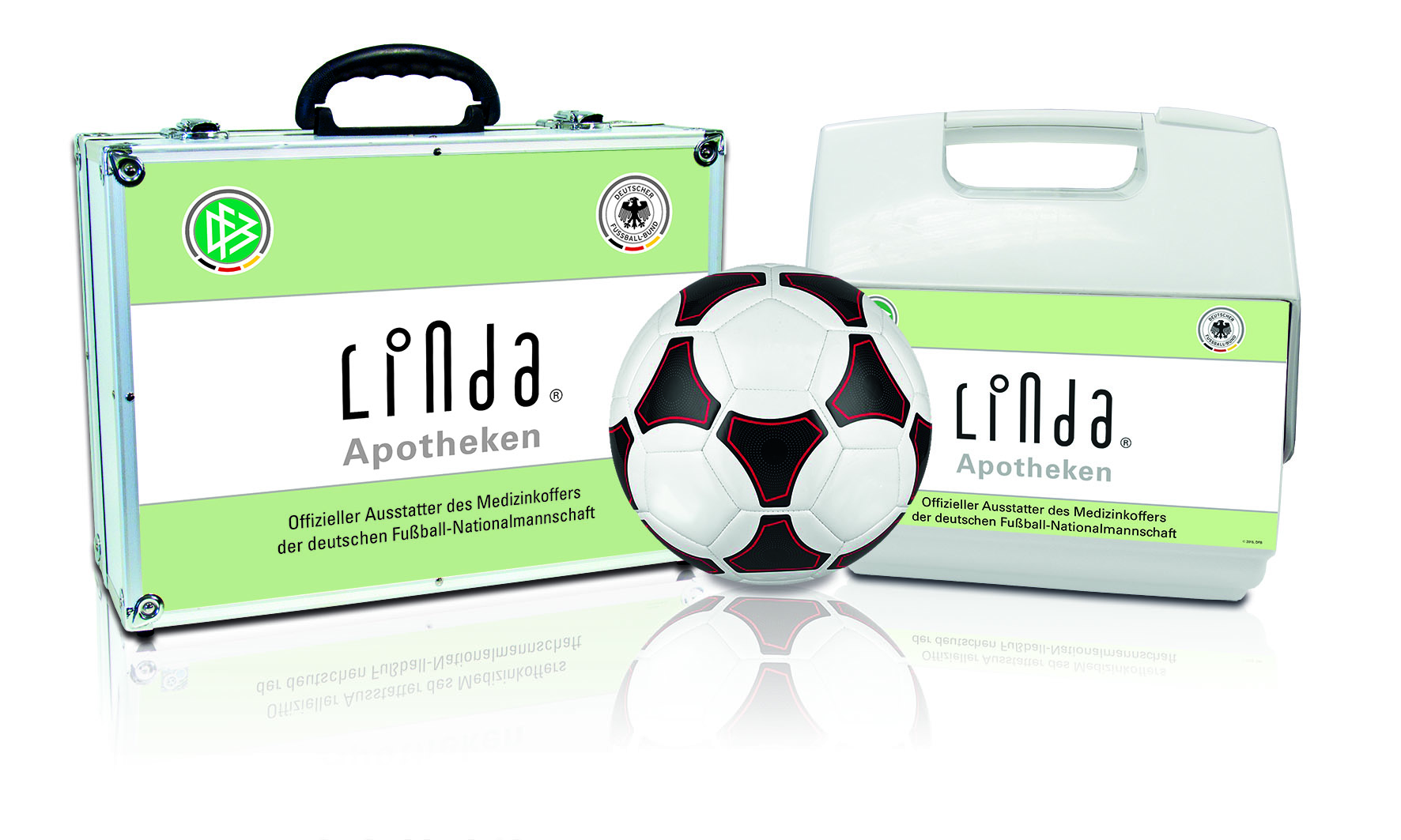 Der LINDA DFB-Medizinkoffer und die LINDA Eisbox. Der LINDA DFB-Medizinkoffer und die LINDA Eisbox.