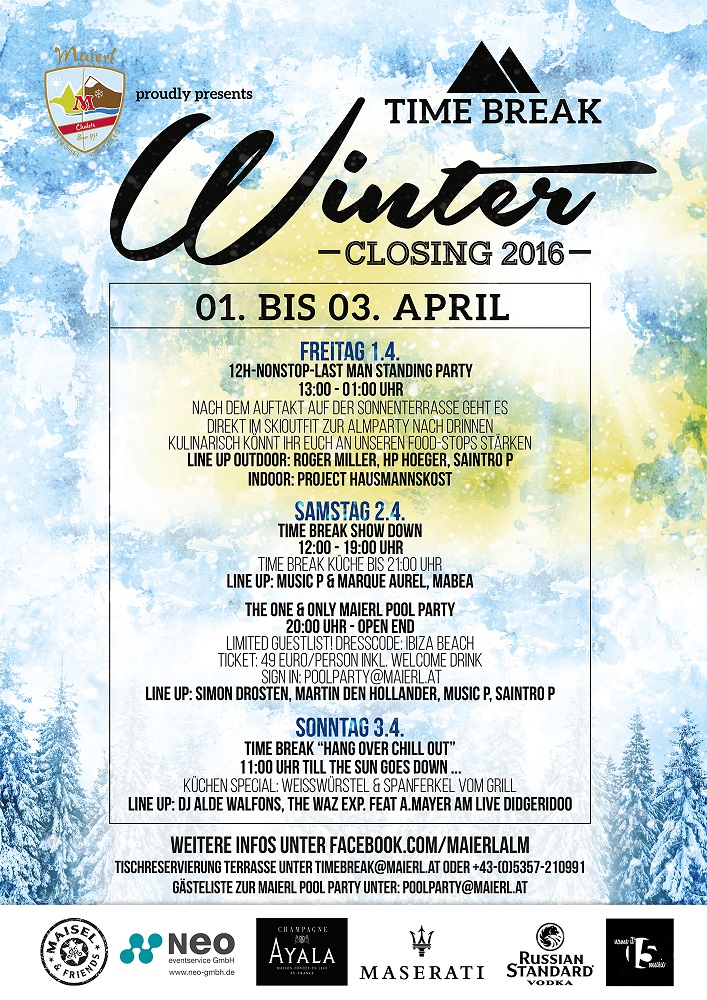 Maierl Alm Winterclosing (Bildquelle: Maierl-Alm& Chalets)