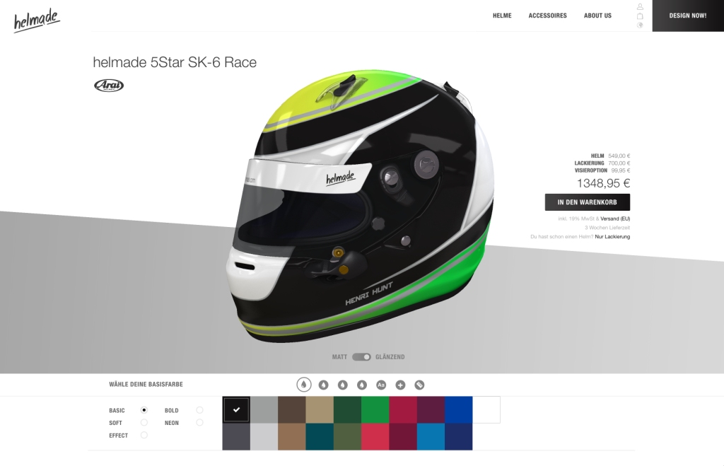 Auf www.helmade.com kann ab sofort jeder zum Helmdesigner werden. Auf www.helmade.com kann ab sofort jeder zum Helmdesigner werden.