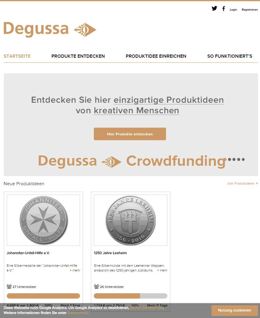 Degussa Crowdfunding-Plattform Degussa Crowdfunding-Plattform