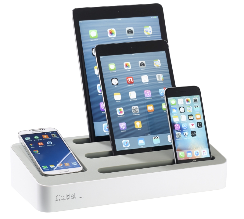 Platzsparende Strom-Tankstelle für alle Smartphones und Tablet-PCs, www.pearl.de Platzsparende Strom-Tankstelle für alle Smartphones und Tablet-PCs, www.pearl.de