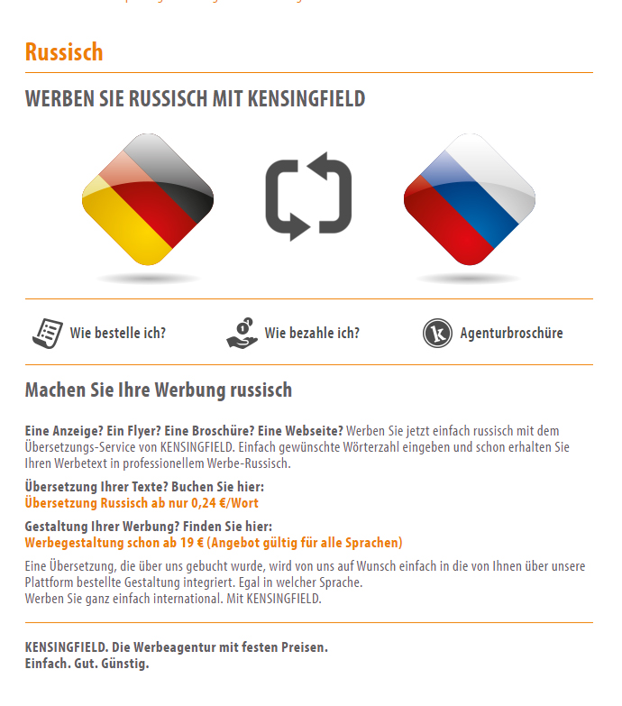 Russisch werben ab 19 Euro Russisch werben ab 19 Euro
