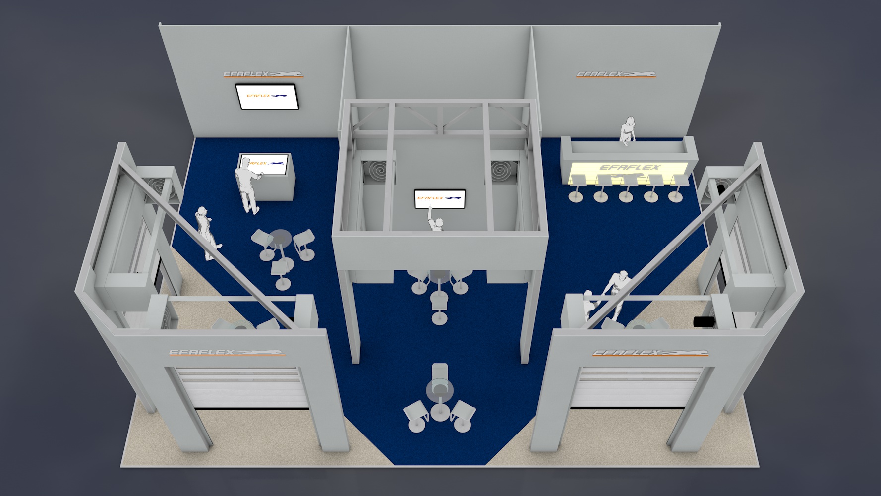 Neuer EFAFLEX Messestand mit umfangreichen Lieferprogramm.