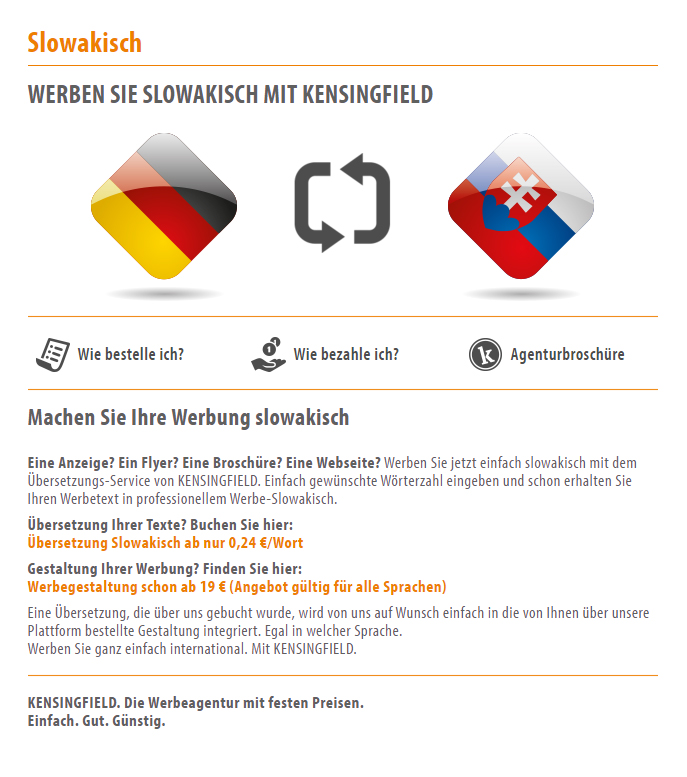 Slowakisch werben ab 19 Euro