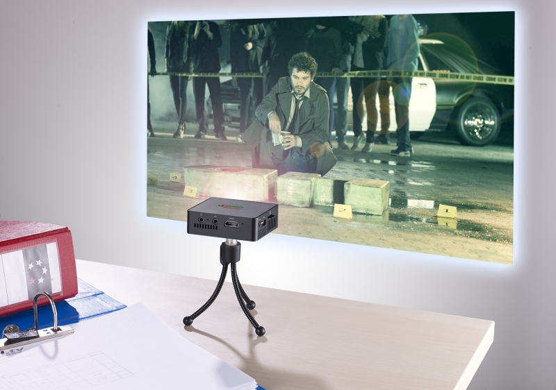 SceneLights DLP-Mini-Beamer LB-8500.mini, Media-Player, 854x480, 800lm, www.pearl.de