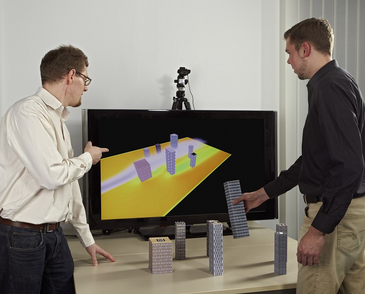 "Tangible Simulation" berechnet Windströmungen für Objekte in Geschwindigkeits-& Druck "Tangible Simulation" berechnet Windströmungen für Objekte in Geschwindigkeits-& Druck