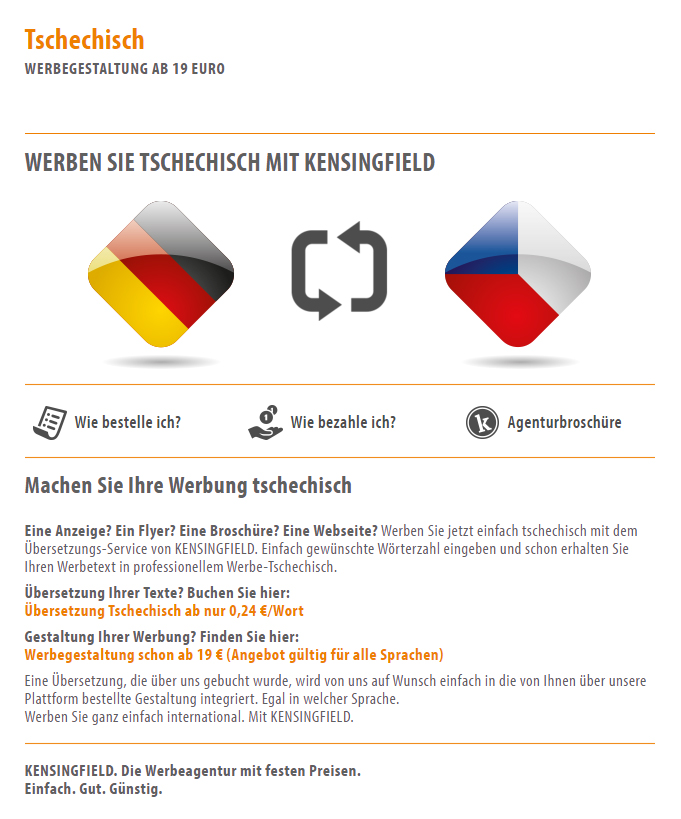 Tschechisch werben ab 19 Euro Tschechisch werben ab 19 Euro