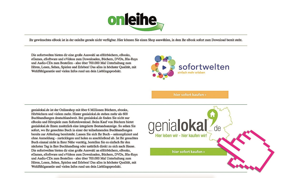 Landingpage (Bildquelle: divibib GmbH und genialokal.de GmbH) Landingpage (Bildquelle: divibib GmbH und genialokal.de GmbH)