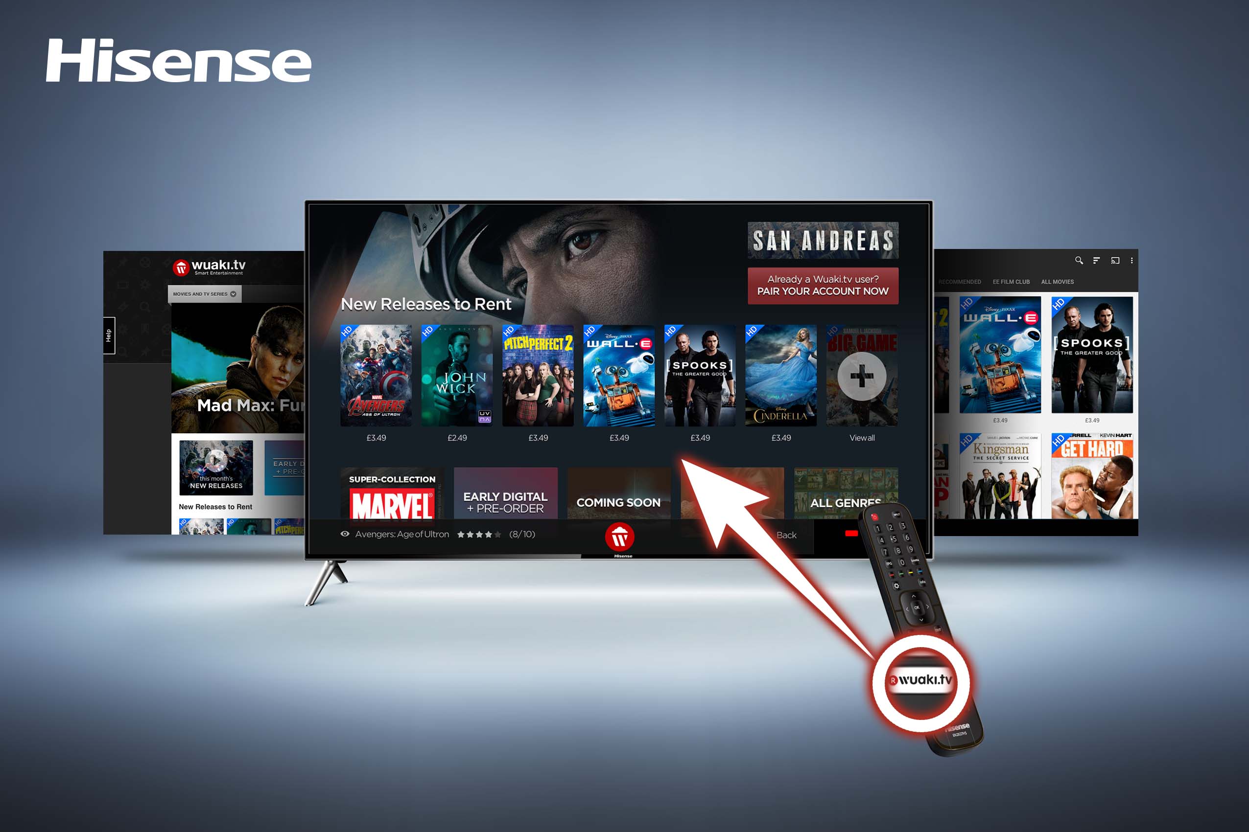 Top-Entertainment auf Knopfdruck: die neuen Hisense TVs mit Wuaki.tv-Taste auf der Fernbedienung