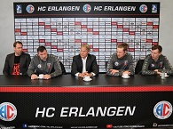 (Foto: hl-studios, Erlangen): Die Verantwortlichen des HC Erlangen bei der Aufstiegs-Pressekonferenz (Foto: hl-studios, Erlangen): Die Verantwortlichen des HC Erlangen bei der Aufstiegs-Pressekonferenz
