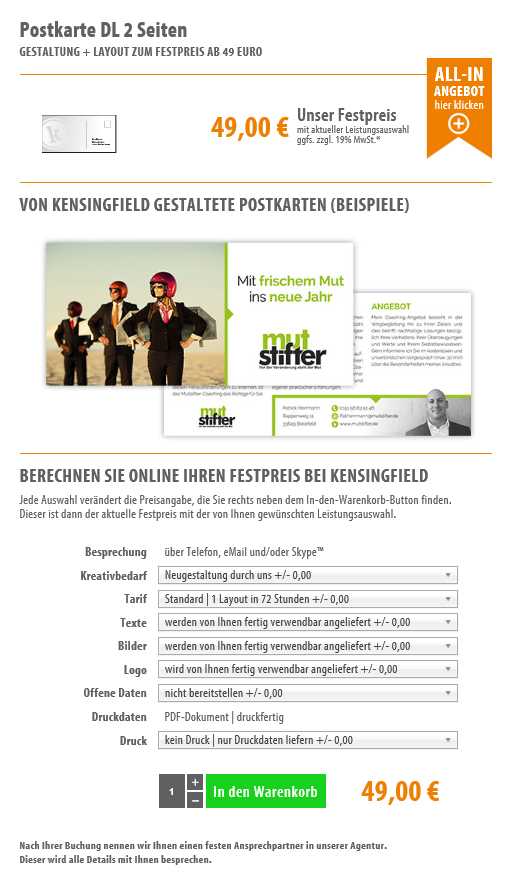 Postkarte DL 2 Seiten Postkarte DL 2 Seiten
