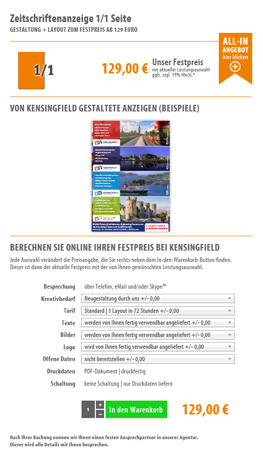 Zeitschriftenanzeige 1/1 Seite