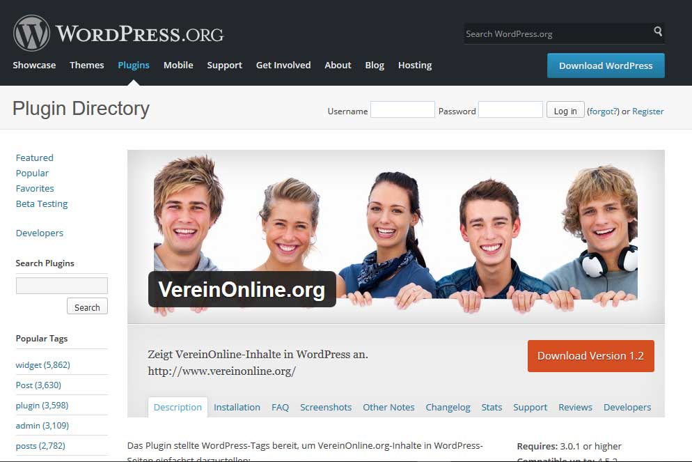 Das Wordpress-Plugin für Verein-Online gibt es zum Download. Das Wordpress-Plugin für Verein-Online gibt es zum Download.