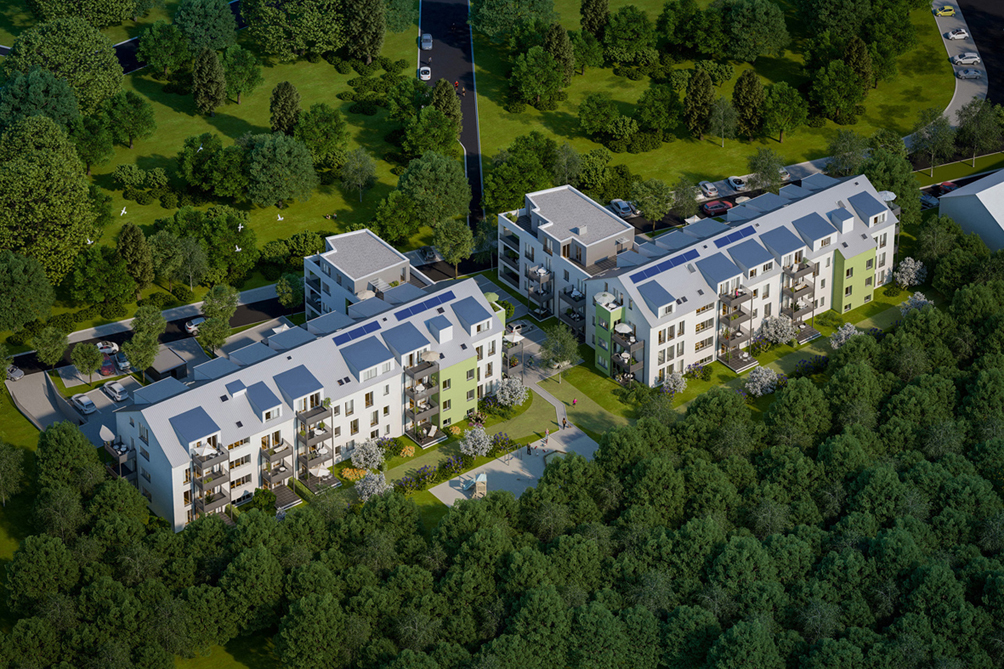 (Foto: DBA Deutsche Bauwert AG) Villa Eden in Montabaur, Gebäude 7 und 8 Luftaufnahme (Foto: DBA Deutsche Bauwert AG) Villa Eden in Montabaur, Gebäude 7 und 8 Luftaufnahme