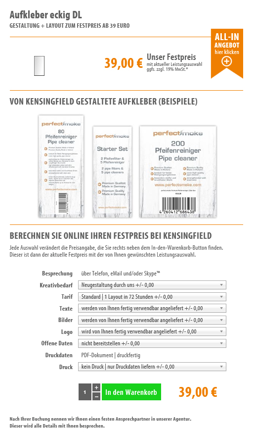 Aufkleber eckig DL Aufkleber eckig DL