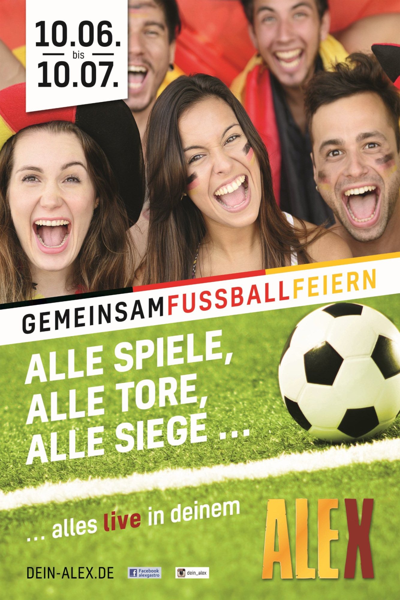 Gemeinsam Fußball feiern - ab 10. Juni im ALEX, der Brasserie und der All Bar One