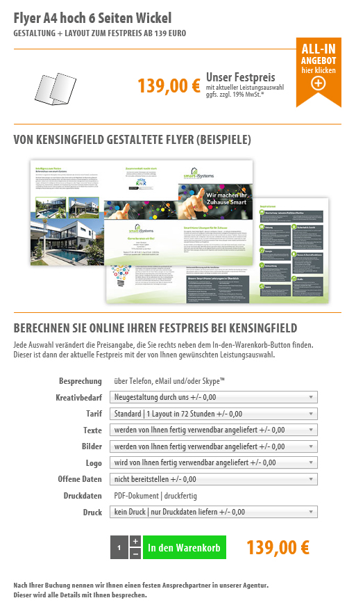 Flyer A4 hoch 6 Seiten Wickel