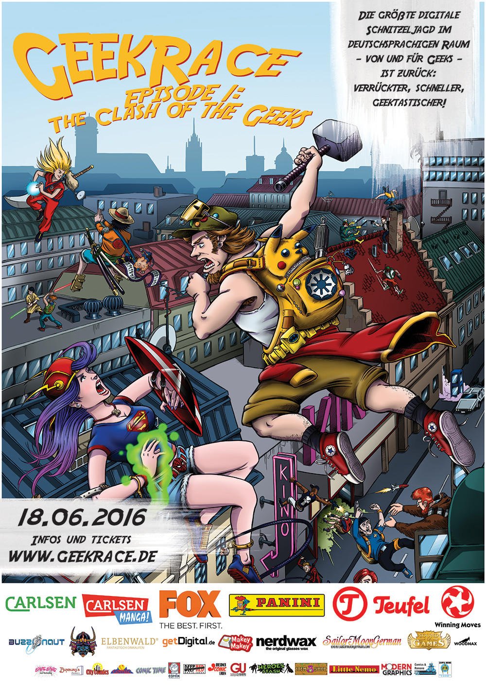Das offizielle GeekRace-Plakat zu"Episode I: The Clash Of The Geeks" Das offizielle GeekRace-Plakat zu"Episode I: The Clash Of The Geeks"