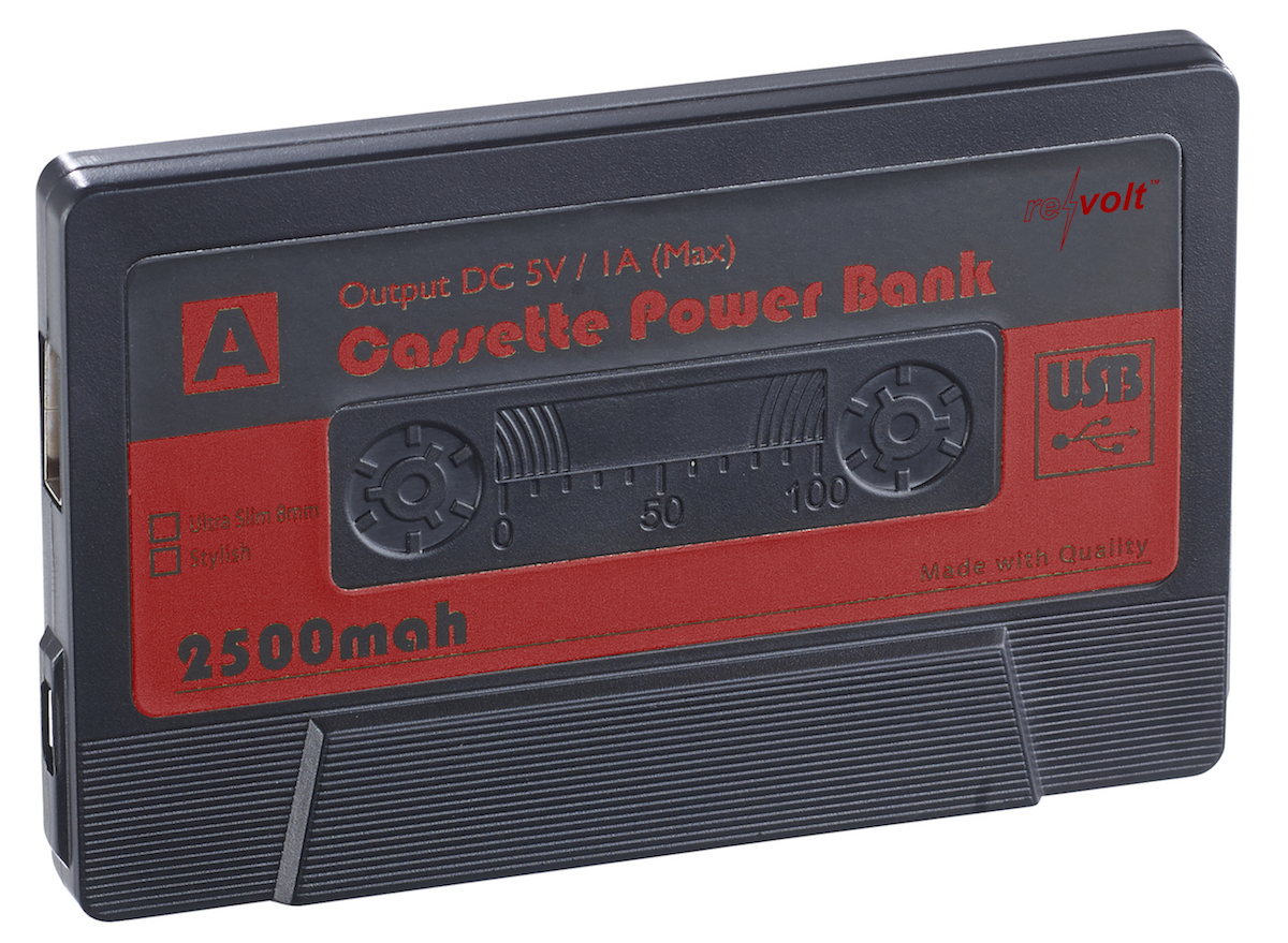 Powerbank in Retro-Kassetten-Optik