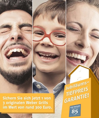 Schnelligkeit zählt:die schnellsten drei Bauherren werden im Juni 2016 mit einem Weber-Grill belohnt