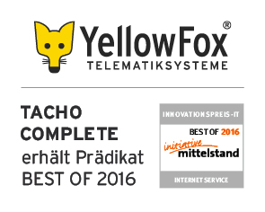 Innovationspreis-IT 2016 für Fahrtenschreiber-Anbindung TachoComplete von YellowFox Innovationspreis-IT 2016 für Fahrtenschreiber-Anbindung TachoComplete von YellowFox