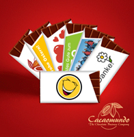 Cacaomundo Schokolade mit Werbung