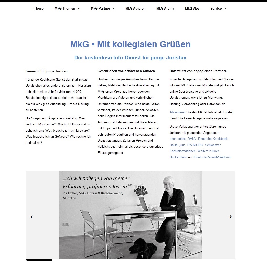 Neue Internetseite für junge Juristen: MkG online Neue Internetseite für junge Juristen: MkG online