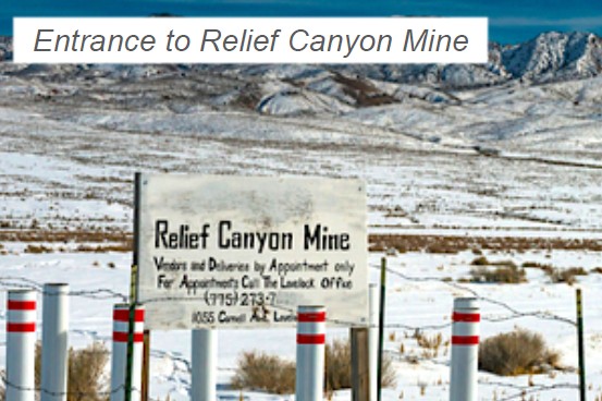 Schild zur Relief Canyon Mine Schild zur Relief Canyon Mine