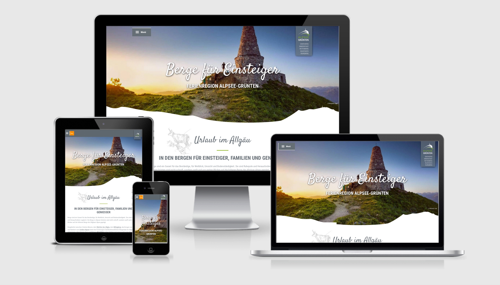 Angepasst an Ausgabegeräte: Die neue Website von Alpsee-Grünten Tourismus (Bildquelle: Alpsee-Grünte