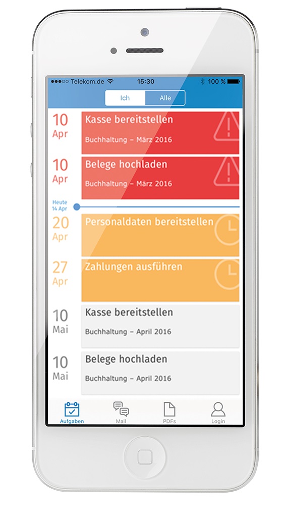Die Aufgabenübersicht von ADDISON OneClick 2.0 ist auch auf dem Smartphone verfügbar Die Aufgabenübersicht von ADDISON OneClick 2.0 ist auch auf dem Smartphone verfügbar