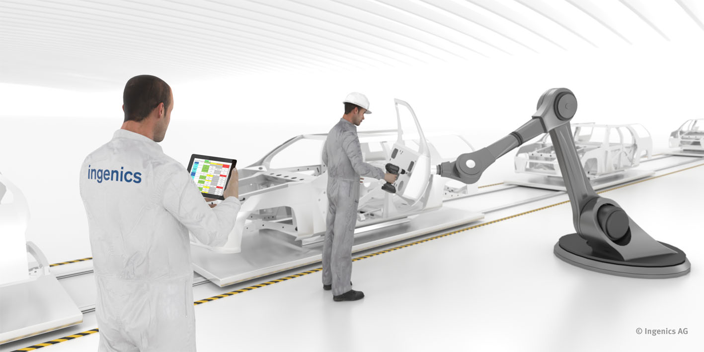 Mensch-Roboter-Kollaboration (Bildquelle: Ingenics AG) Mensch-Roboter-Kollaboration (Bildquelle: Ingenics AG)