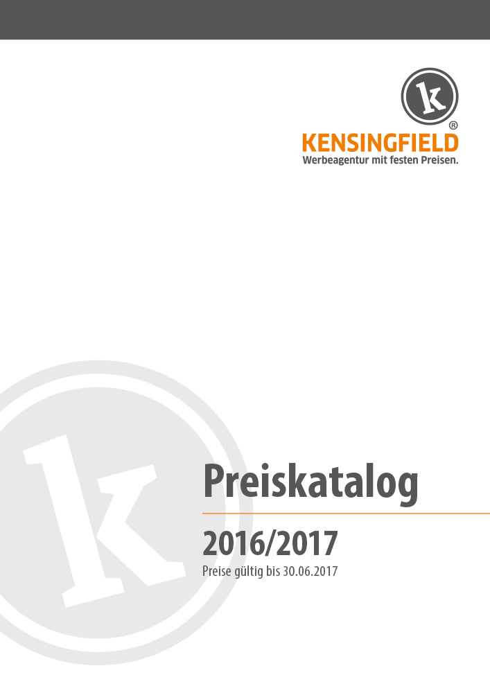 Preiskatalog der Kensingfield Werbeagentur
