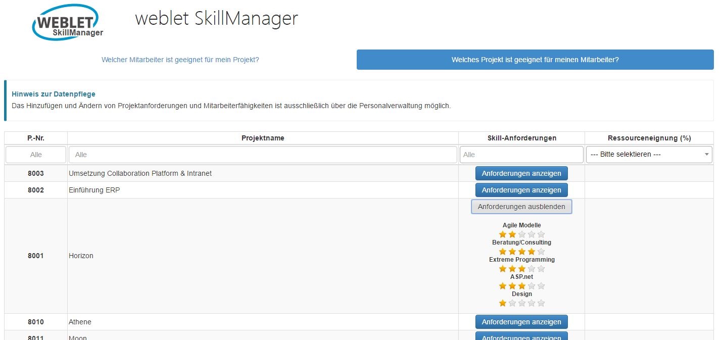 weblet SkillManager weblet SkillManager