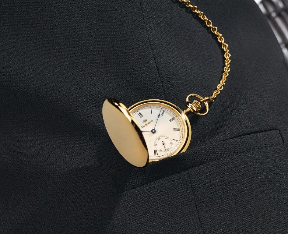 Degussa Gold-Taschenuhr (Bildquelle: Degussa Goldhandel GmbH) Degussa Gold-Taschenuhr (Bildquelle: Degussa Goldhandel GmbH)