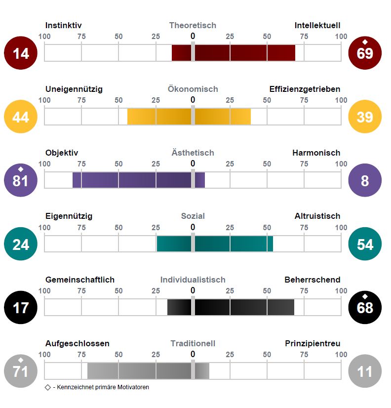 Beispiel einer Auswertung der 12 Driving Forces. (Bildquelle: Scheelen AG) Beispiel einer Auswertung der 12 Driving Forces. (Bildquelle: Scheelen AG)