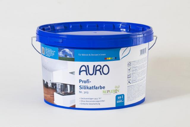 AURO Profi-Silikatfarbe ist für fast alle Untergründe geeignet. Deckkraft Klasse 1, Nassabrieb Klass AURO Profi-Silikatfarbe ist für fast alle Untergründe geeignet. Deckkraft Klasse 1, Nassabrieb Klass