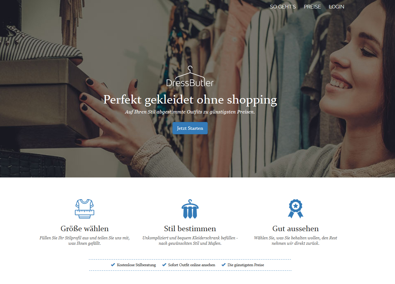Starrseite von dressbutler.com Starrseite von dressbutler.com