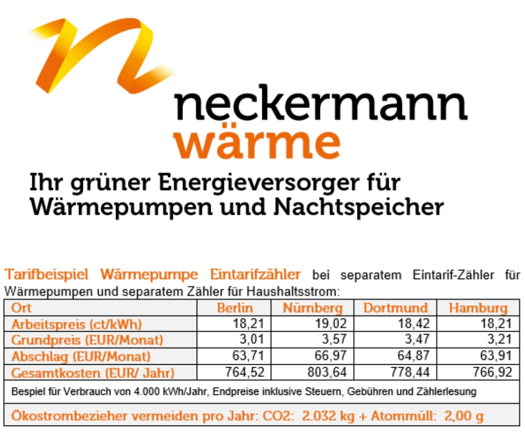 Tarifbeispiele Neckermann Wärme powered by Neckermann Strom Tarifbeispiele Neckermann Wärme powered by Neckermann Strom