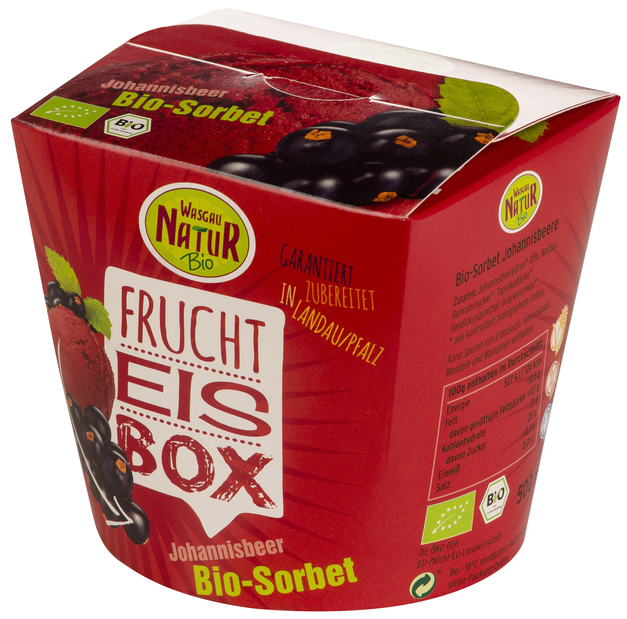 Das neue WASGAU Natur Bio-Sorbet in der Frucht-Eis-Box/ Geschmacksrichtung Johannisbeer (Bildquelle: Das neue WASGAU Natur Bio-Sorbet in der Frucht-Eis-Box/ Geschmacksrichtung Johannisbeer (Bildquelle: