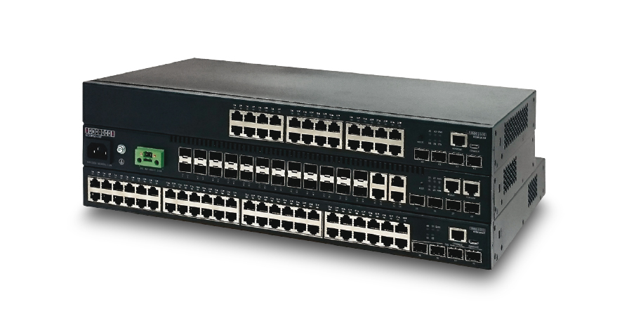 ECS-4120: Vier 10 Gigabit Uplink-Ports und je nach Modell mit bis zu 48 Kupferports (10/100/1000). ECS-4120: Vier 10 Gigabit Uplink-Ports und je nach Modell mit bis zu 48 Kupferports (10/100/1000).