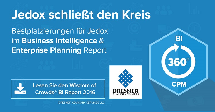 Jedox wurde global als einer von wenigen Software-Anbietern in beiden Dresner Reports ausgezeichnet.