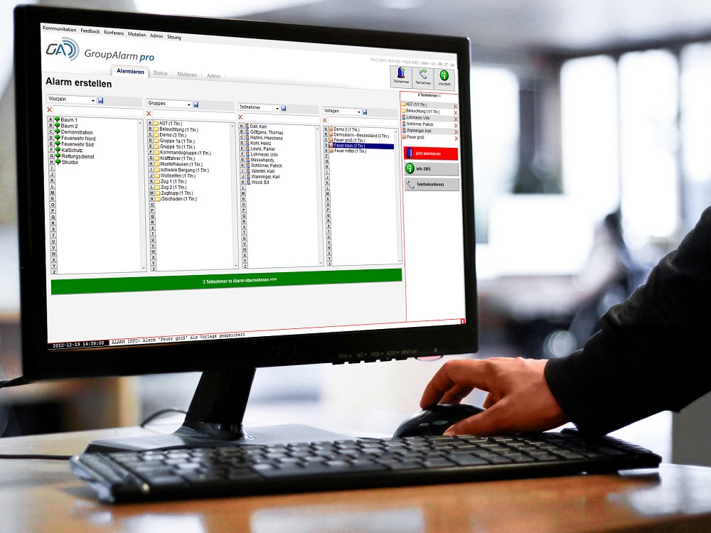 GroupAlarm pro: Eine Alarmierungssoftware für Werkfeuerwehren, Sicherheitsdienste, Krisenstäbe (Bild GroupAlarm pro: Eine Alarmierungssoftware für Werkfeuerwehren, Sicherheitsdienste, Krisenstäbe (Bild