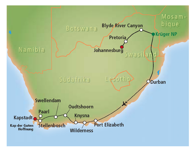 Südafrika-Rundreise und Königreich Swasiland, 16 Tage Südafrika-Rundreise und Königreich Swasiland, 16 Tage
