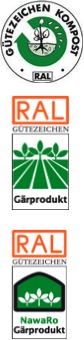 Bild: RAL Gütezeichen Kompost, RAL Gütezeichen Gärprodukt und RAL Gütezeichen NawaRo Gärprodukt
