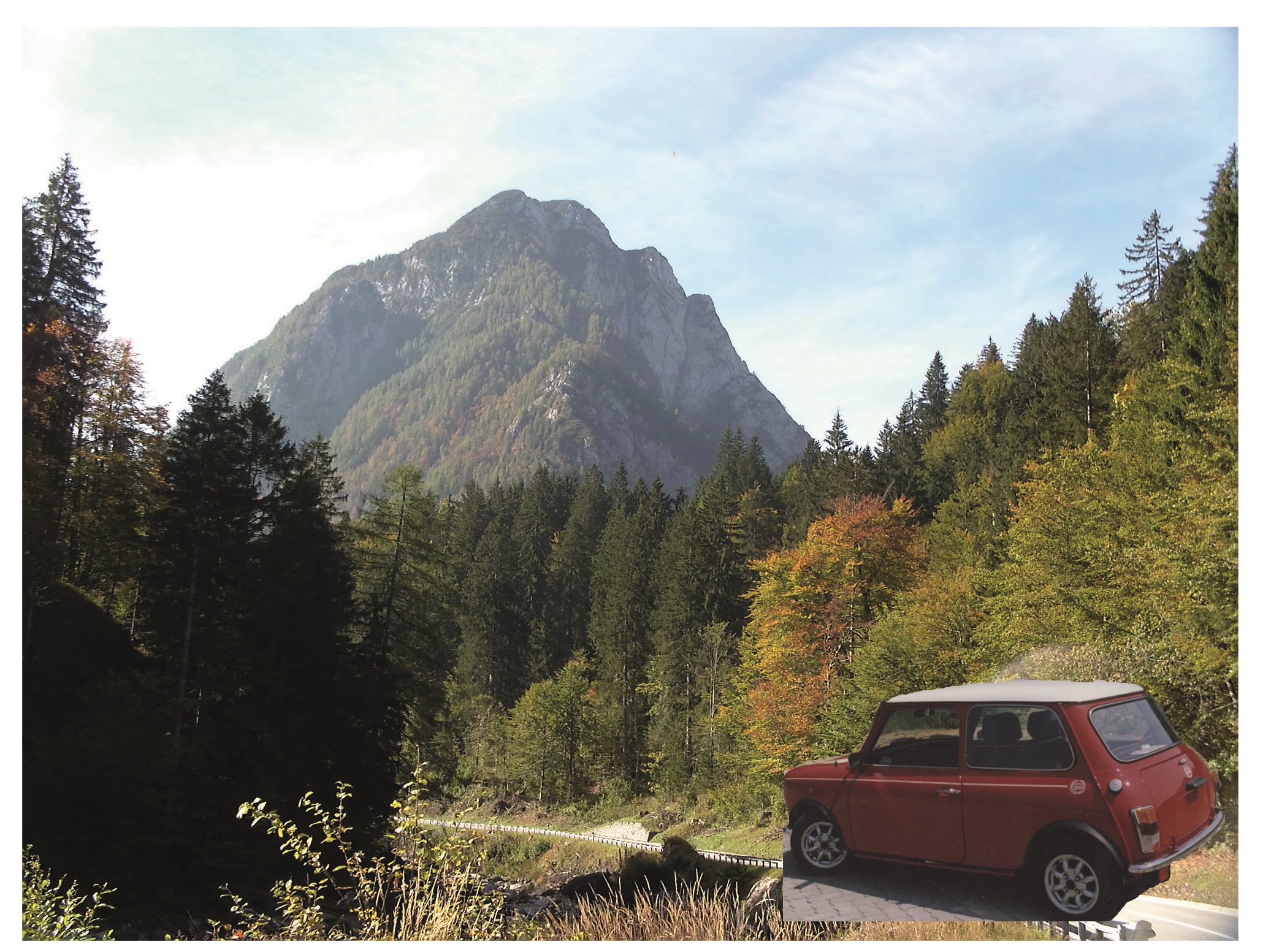 Auto und Reise, hierälterer MINI und Julische Alpen, gehören seit jeher dazu. (Mont.: presseweller)