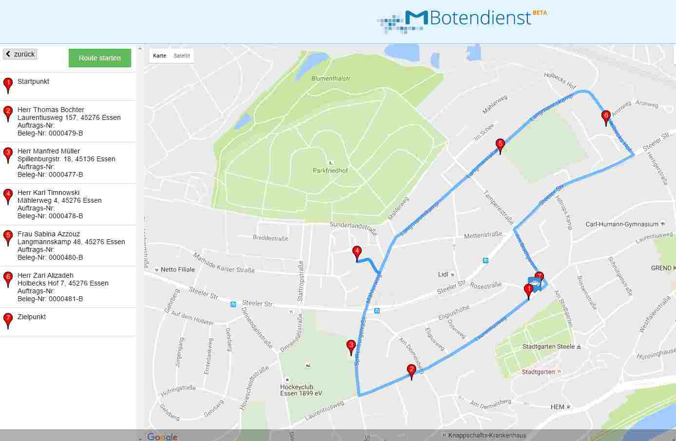 Optimale Routenplanung mit M-Botendienst Optimale Routenplanung mit M-Botendienst