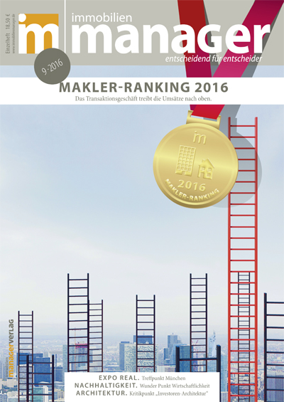 immobilienmanager publiziert die Resultate des Makler-Rankings 2016 in seiner September-Ausgabe (Bil immobilienmanager publiziert die Resultate des Makler-Rankings 2016 in seiner September-Ausgabe (Bil